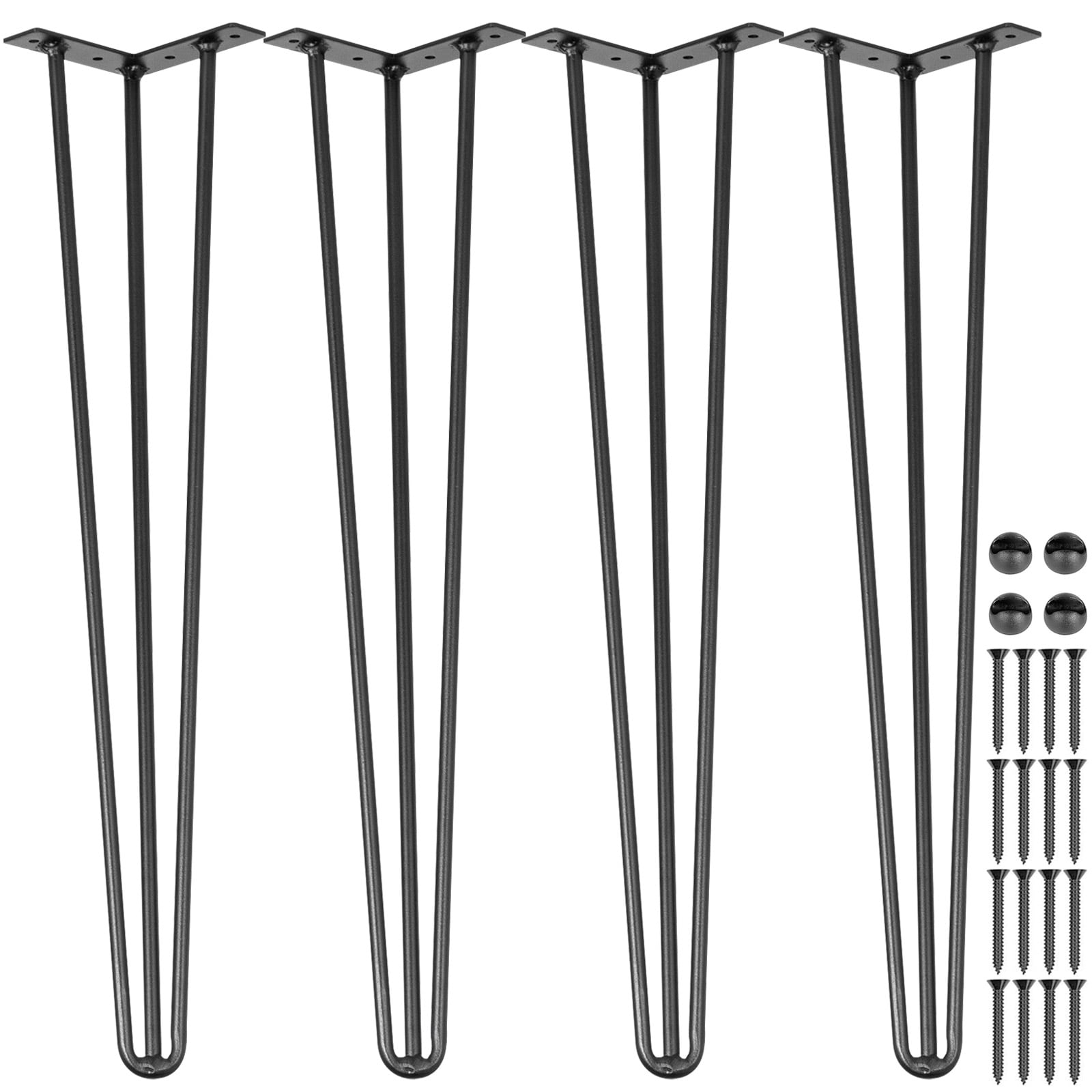 Hairpin Table Legs 20" Black Set Of 4 Desk Legs 880lbs Load Capacity (Each 220lbs) Hairpin Desk Legs 3 Rods For Bench Desk Dining End Table Chairs Carbon Steel DIY Heavy Duty Furniture Legs_maomaolike.com